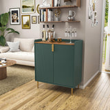 ARTPOWER Coffee Bar Cabinet with Wine Racks, Green Liquor Cabinet with Fluted Texture, Modern Sideboard Buffet Cabinet for Kitchen Dining Room, Living Room ARTPOWER