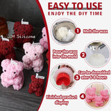2PCS Rose Bear Silicone Mold,3D Teddy Bear Candle Making Molds,Silicone Epoxy Resin Mould,Ornament for DIY Wax Candle Art Craft Cake Chocolate Home Decor Valentine Gifts Birthday Gift（MINI） JDH Silicone