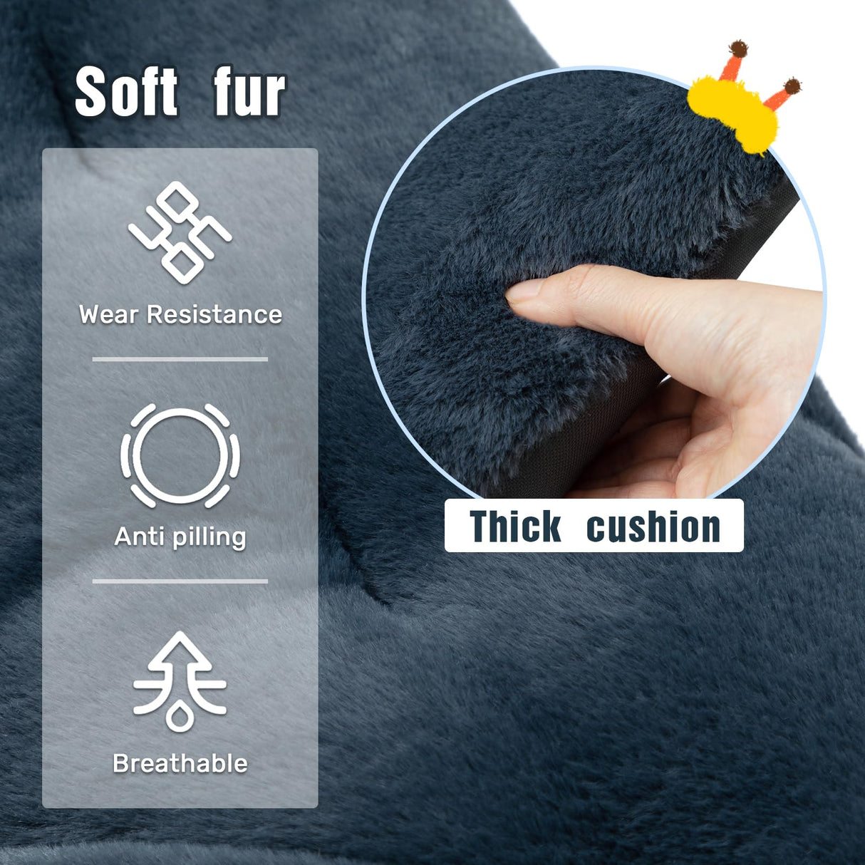 HollyHOME X-Large Saucer Chair, Comfy Oversized Folding Chair, Faux-Fur Reading Chair for Teens, Adults, Foldable Accent Lazy Chair, Metal Frame Lounge Chair for Living Room, Bedroom, Dorm, Navy Blue HollyHOME