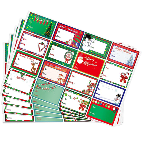 160PCS Christmas Tags Labels, 16 Design Self Adhesive Gift Stickers Name Tags with Santa Snowmen Xmas Tree Reindeer Bells Holiday Decorative Tags for Christmas Presents Alhaozz