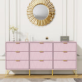 Anbuy 9 Drawer Dresser and Night stand Sets for Bedroom, Two Drawers Nightstand Set of 2 & 9 Drawer Dresser Combo 3 Pieces (Pink) Anbuy