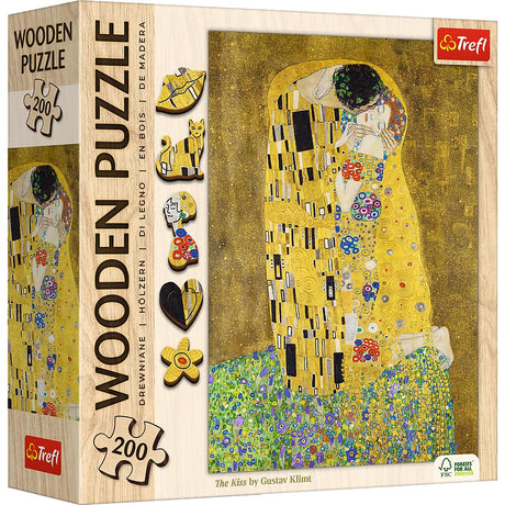 Trefl The Kiss - Gustav Klimt 200 Jigsaw Puzzle Wood Craft Irregular Shapes, 5 Special Puzzles, Famous Paintings and Artists, Creative Fun for Adults and Children from 9 Years Old Trefl