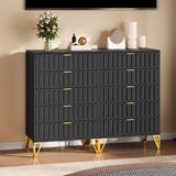 YITAHOME Fluted Dressers, 5 Drawer Dressers & Chests of Drawers, Metal Modern Dresser for Room, Entryway, Hallway, Black YITAHOME