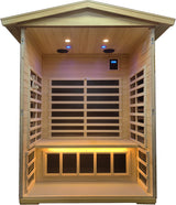LTCCDSS Outdoor Basswood Sauna 2 Person | Far Infrared Sauna, Basswood Wisconsin, Withstand Outdoor Temp -5℉-104℉| Low EMF Sauna Room for Home-9 Low EMF Heaters-Chromotherapys-Bluetooth Speakers LTCCDSS