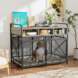 LEMBERI Dog Crate Furniture Large Breed,Wodeen Large Dog Kennel Indoor End Table,Heavy Duty Dog Crate,Decorative Pet Crate Dog Cage (Gray) LEMBERI