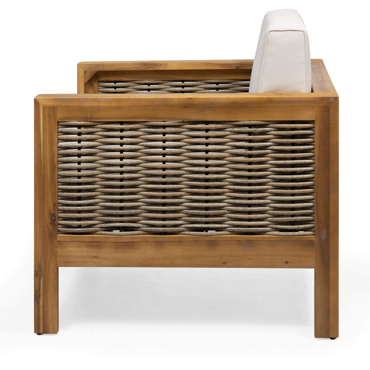 Christopher Knight Home Judith Outdoor Acacia Wood Club Chair with Wicker Accents (Set of 2), Teak Finish + Mixed Brown + Beige Christopher Knight Home