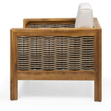 Christopher Knight Home Judith Outdoor Acacia Wood Club Chair with Wicker Accents (Set of 2), Teak Finish + Mixed Brown + Beige Christopher Knight Home