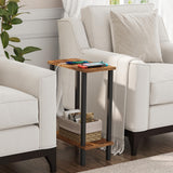 TUTOTAK Small Side Table, Narrow End Table, Skinny Sofa Table, Slim Nightstand, Couch Table, Living Room, Bed Room, Brown TB01BB062 TUTOTAK