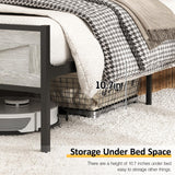 Halitaa Queen Size Bed Frame with LED Lights and Charging Station in Antique White Halitaa