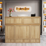 Tribesigns Reception Desk with Counter, 57-Inch Rustic Front Receptionist Table, Boho Welcome Desk Checkout Counter for Office, Retail, Lobby, Beauty Salon (Oak) Tribesigns