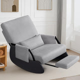 FelixKing Rocking Chair Nursery, Low-Seat Glider Chair, Upholstered Rocking Chair with Side Pocket and Foot Rest, Comfortable Modern Accent Armchair Recliner for Mom Nursery Living Room Bedroom Grey FelixKing
