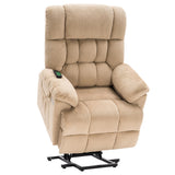 MCombo Power Lift Recliner Chair Sofa with Massage and Heat, Adjustable Headrest, 3 Positions, USB Ports, for Elderly People, 7533 (Fabric, Beige) MCombo