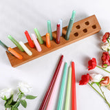 Mumufy Wood Taper Candle Holders for Table Centerpiece Giant Wooden Birthday Party Candlestick Farmhouse Candle Holders Decorations for Wedding Anniversary Desktop, 18in (Dark Brown) Mumufy