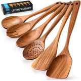 Zulay Kitchen 6-Piece Wooden Spoons for Cooking - Smooth Finish Teak Wooden Utensils for Cooking - Soft Comfort-Grip Wood Spoons for Cooking - Non-Stick Wooden Cooking Utensils - Wooden Spoon Sets Zulay Kitchen
