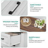 YITAHOME 6-Drawer Dresser with Built-in Power Outlet, Wood TV Stand with 6 Large Drawers & Bar Handles, Dresser Chest of Drawers for Entryway Living Room Hallway, White & Walnut YITAHOME