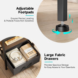 Night Stand Bedside Table Bedroom - Nightstand with Charging Station & LED Light Strip, Bed Side Table with Storage Shelf & 2 Fabric Drawers for Dorm, End Table with U-S-B Ports & AC Outlets, Black Lazzanto