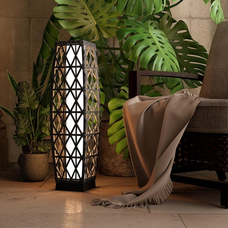 Grand patio Outdoor Solar Powered Wicker Floor Lamp Outdoor Weather-Resistant Deck Light for Garden Porch - Silver Gray, Large Cindy Grand patio