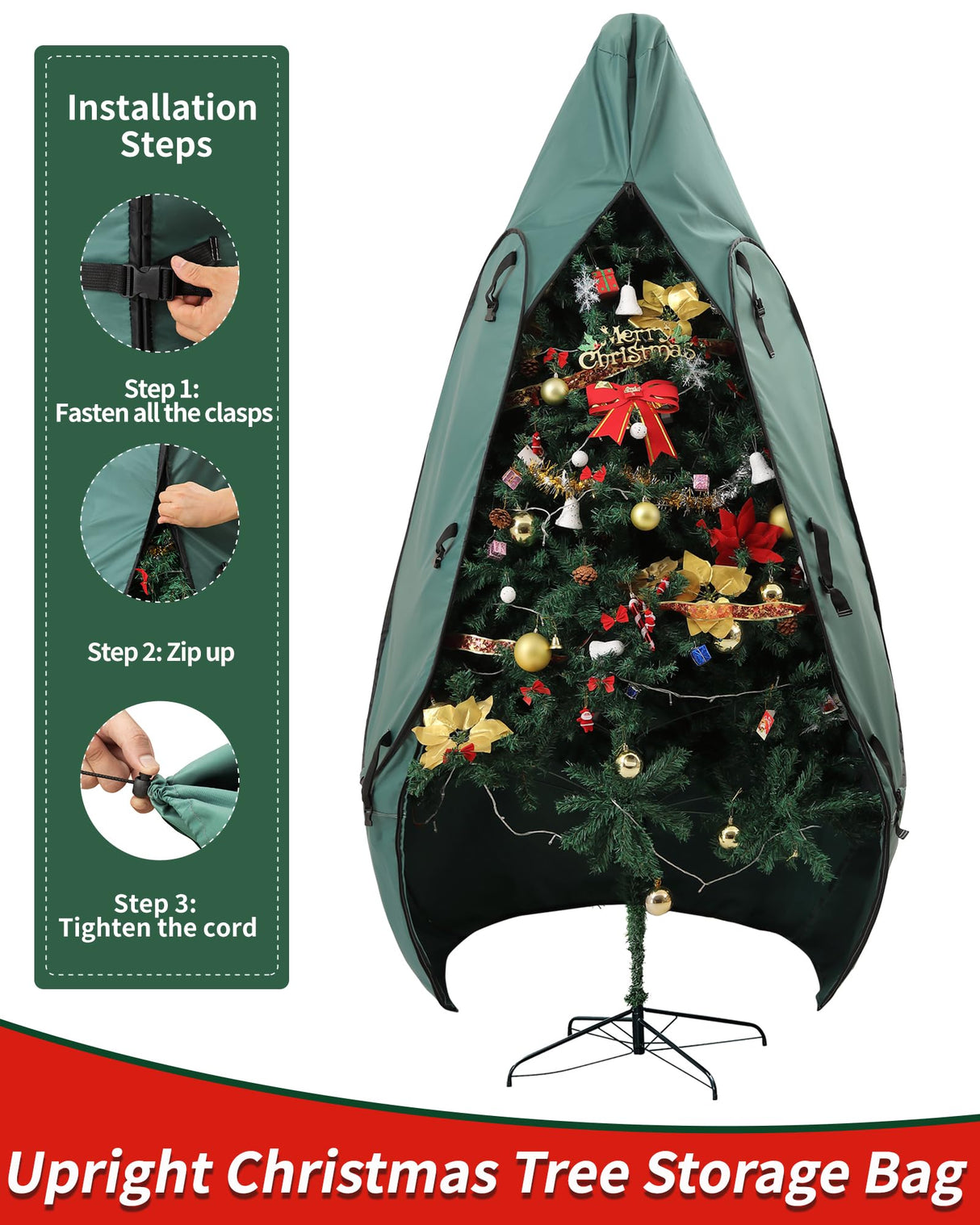 Christmas Tree Bag 9 Ft Upright Christmas Tree Storage Bag 9 Foot Tree, Christmas Tree Cover for Upright Storage Fit 8 Ft / 9 Ft / 10 Ft, Artificial Christmas Tree Storage Bag BakCover