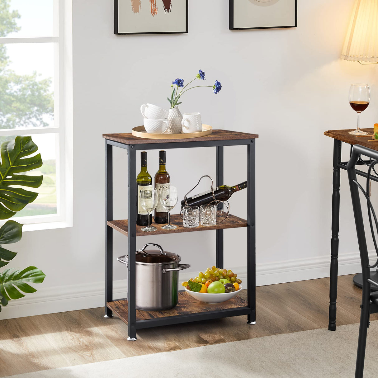 VECELO Tall End Side Table,30" Height Nightstand with 3-Tier Storage Shelf for Living Room Bedroom Office Hallway Study VECELO