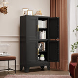 GAIOUS 47.25" Metal Storage Cabinet, Pantry Storage Cabinets with 4 Door and 2 Adjustable Shelves, Black Kitchen Food Storage Cabinet, Metal Utility Cabinet for Kitchen Dinning Room, Cupboard GAIOUS