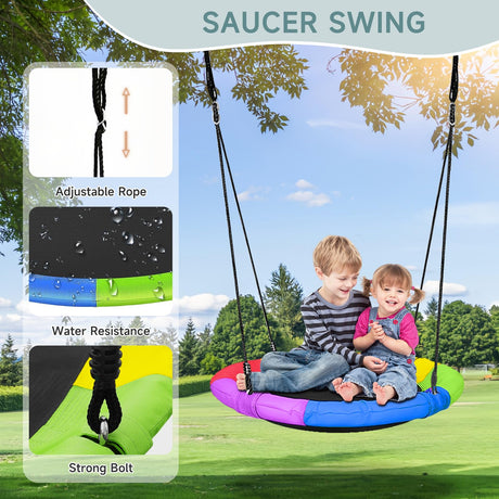 Swing Sets for Backyard, Toddler Swing Set with 2 Seat 1 Saucer & 1 Belt Seat, 440lbs Heavy-Duty Swing Frame w/8 Ground Stakes, A Frame Outdoor Swingset for Kids and Adults for Backyard SkylarkJoy