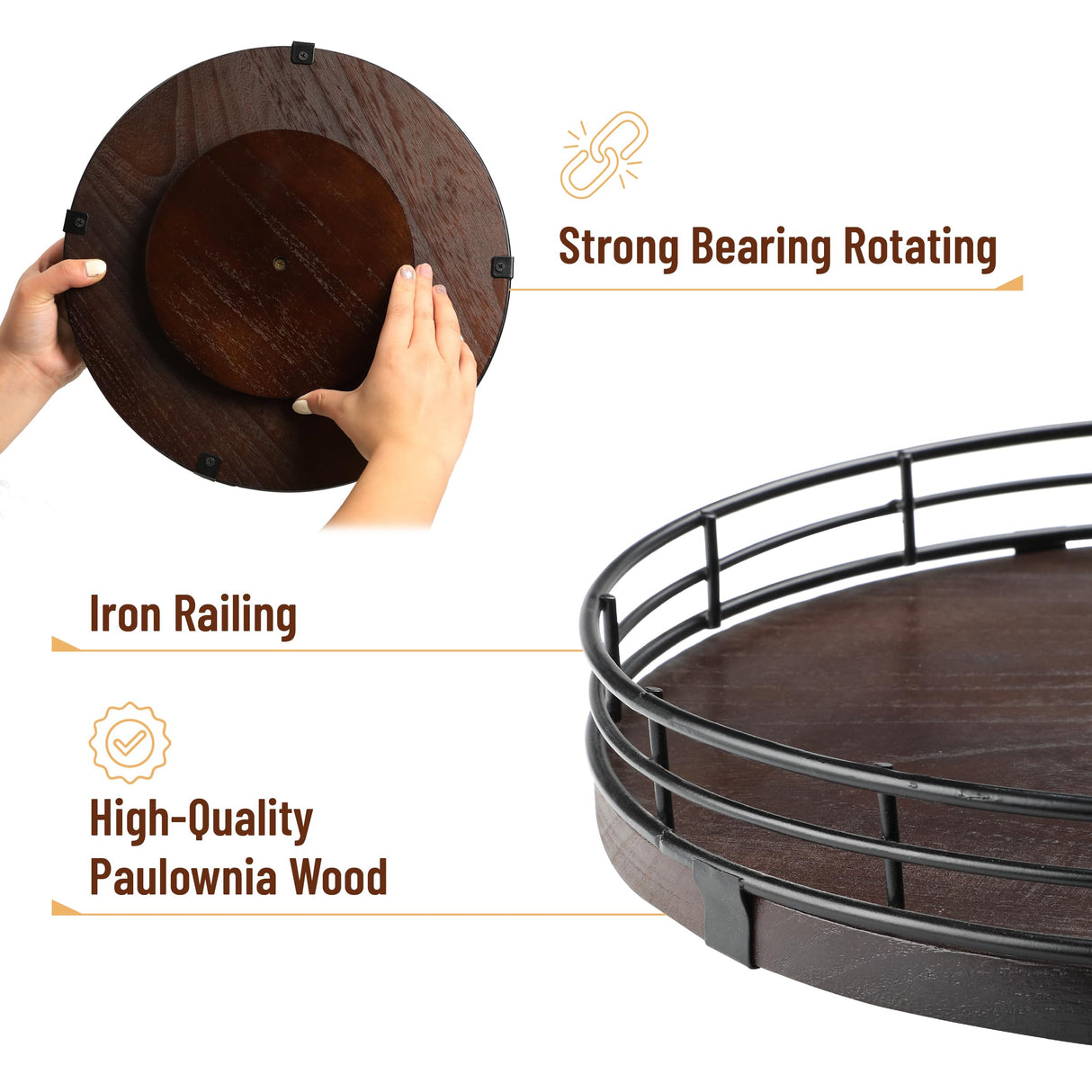 BAMBOO LAND- Lazy Susan Turntable Organizer, 13" Walnut, Lazy Susan for Table Top, Wooden Lazy Susan, Wood Lazy Susan, Lazy Susan for Dining Table, Table Lazy Susan Wood, Table Lazy Susan Turntable BAMBOO LAND
