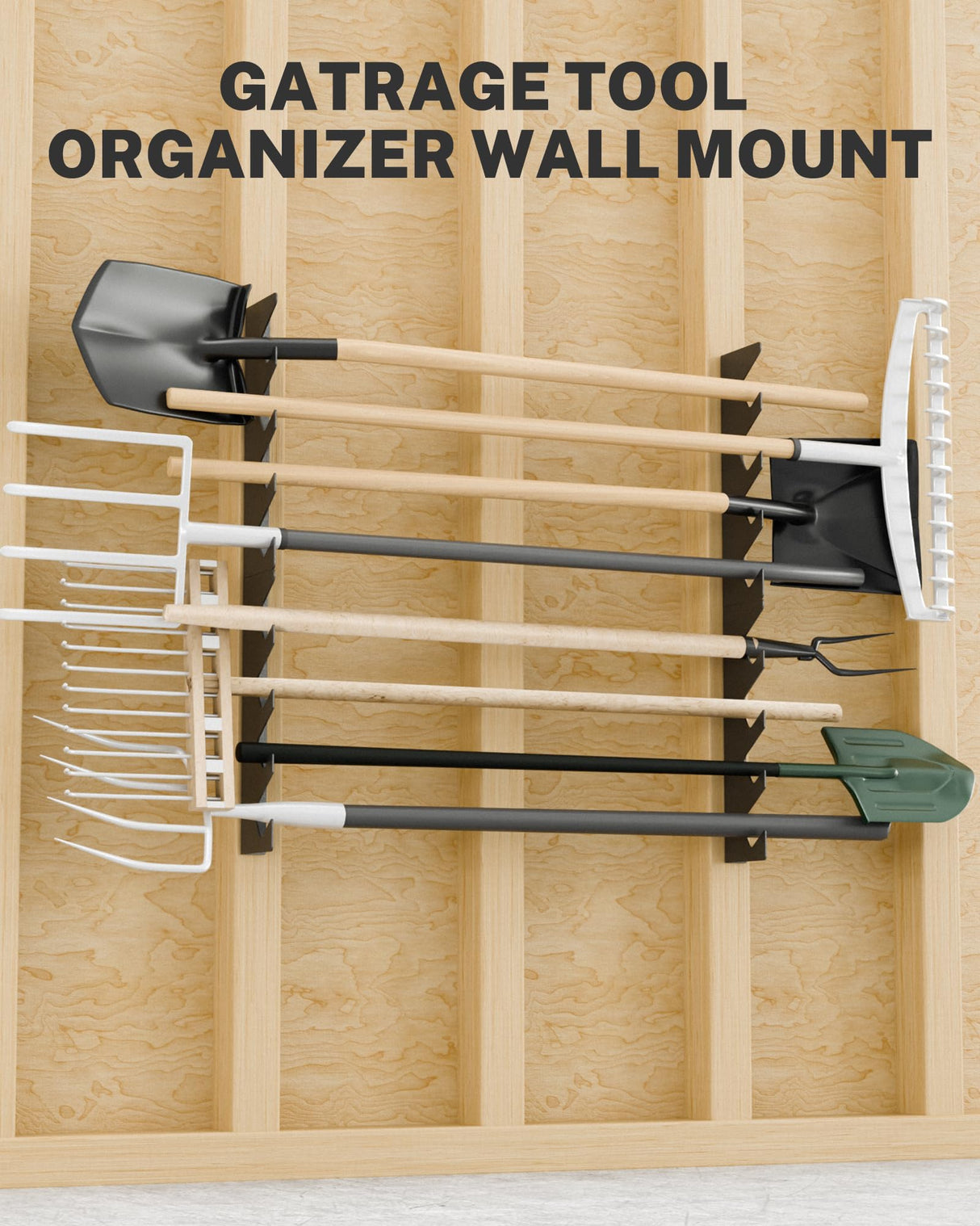 JivaJot Garage Tool Organizer Wall Mount, Shed Yard Organization Racks for Walls, Horizontal Tool Racks, Shovels and Rakes, 2FT JivaJot