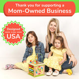 TOYVENTIVE Wooden Activity Cube, Montessori Toys for 1+ Year Old Girl, Multipurpose Educational Sensory Toy for Baby, Toddler, Kid | First Birthday Gift | Bonus First Words Book TOYVENTIVE