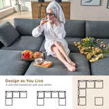 PaPaJet 114 Inch Cloud Modular Sectional Sofa, Oversized Down Filled Sectional Couch with Chaise, Ottoman, 4 Seats L Shaped Sofa for Living Room, Grey Linen Couch PaPaJet