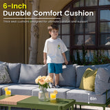 Sundale Outdoor 7 Pieces Metal Patio Furniture Set, Outdoor Sectional Sofa w/6 Inch Olefin Cushion and Coffee Table, Modern Outdoor Conversation Sets Sundale Outdoor