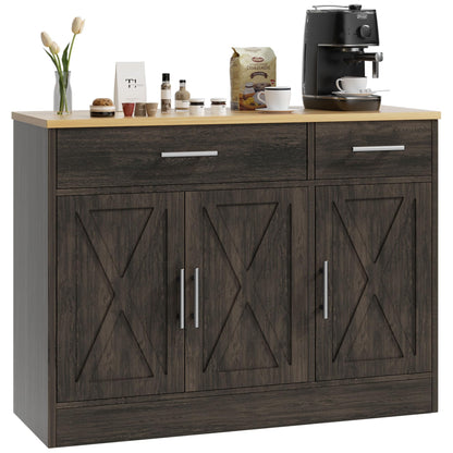 Meilocar Buffet Cabinet with Storage, Coffee Bar Cabinet, Farmhouse Storage Cabinet, Wood Kitchen Cabinet with Drawers and Shelves, Wide Sideboard Cabinet for Dining Room, Living Room, Dark B - WoodArtSupply