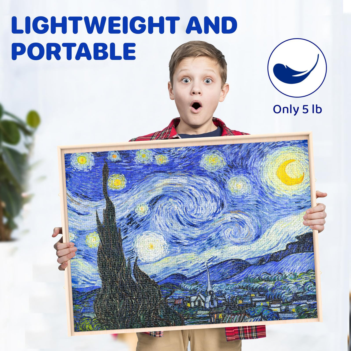 Rotatable 360-Degree Wheels Puzzle Board with Drawers and Cover 1000 Pieces Lightweight Portable Wooden Puzzle Table for Adults Kids 30'' x 22'' Woodever