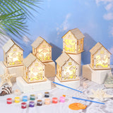 Soaoo 18 Pcs Wood Crafts for Kids Summer Wood Houses Light up Houses Unfinished Wooden Craft Kit Include 3D Sea Animal Wooden Puzzle with 12 Paint and Brushes for Toddler Kids Adults(Marine Animal) Soaoo