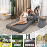 LOVMOC Folding Sofa Bed, High-Density Memory Foam Sofa Bed with a Fluffy Pillow, Floor Couch Guest Bed, Single Size, Dark Grey LOVMOC
