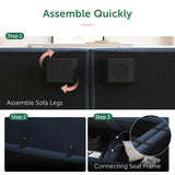 HONBAY Modular Sectional Sleeper Sofa Velvet Sectional Sleeper Couch with Storage Sleeper Sofa Couch for Living Room,Dark Blue HONBAY