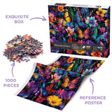 Flower Butterfly Puzzle for Adults 1000 Pieces, Spring Garden Plant Jigsaw Puzzles, Colorful Nature Floral Puzzles BBOLDIN