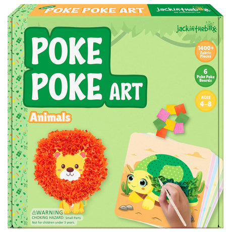 jackinthebox Poke Poke Art – Animals Theme Like Tortoise, Snail, Lion, Owl, Macaw, Butterfly, Mess-Free Sewing Art for Kids, Great Gift for Children, Toys for Girls and Boys Ages 4 5 6 7 8 jackinthebox