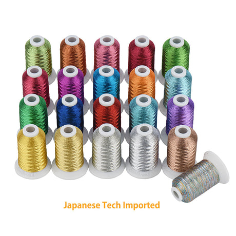 Simthread Best 21 Colors Metallic Embroidery Machine Thread Kit 500M(550Y) for Computerized Embroidery and Decorative Sewing Simthread