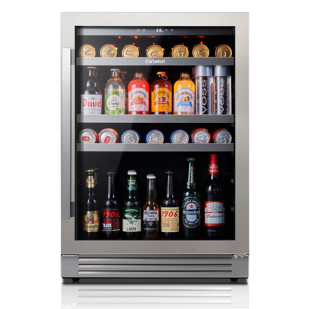 Ca'Lefort 24 Inch Beverage Refrigerator, 180 Can 34°F -54°F Beverage Fridge, Drink Fridge with Glass Door 3 LED Drink Fridge Built in or Freestanding, Perfect for Home/Kitchen(5.65 cu.ft) Ca'Lefort