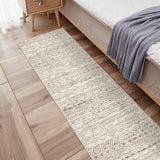 Moroccan Washable Hallway Runner Rug - 2'6"x12' Non Slip Floor Mat for Kitchen Low Pile Living Room Carpet with Rubber Backing Bedroom Rugs for Entryway 2'6"x12' Beige Ksrau