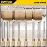HURRICANE Wood Lathe Chisel Set, 8pc HSS Wood Lathe Turning Tools, Woodworking Lathe Tools with Wooden Box HURRICANE