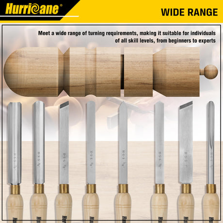 HURRICANE Wood Lathe Chisel Set, 8pc HSS Wood Lathe Turning Tools, Woodworking Lathe Tools with Wooden Box HURRICANE
