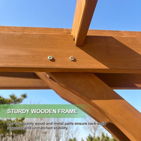 Outdoor Pergola 10x12 FT Wooden Pergola Gazebo - 100% Sturdy Solid Wood Outdoor Gazebo for Backyard, Patio, Deck, Lawn Backyard Pergola Waterproof & Windproof Outdoor Garden Shelter for Year-Round Use RocVanc