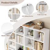 FOTOSOK 71'' Tall Bookshelf, Double Wide Media Tower Rack CD DVD Rack Display Cabinet with Adjustable Shelves, Tall Narrow Bookcase White Bookshelf Cube Shelf for Home Office, White FOTOSOK