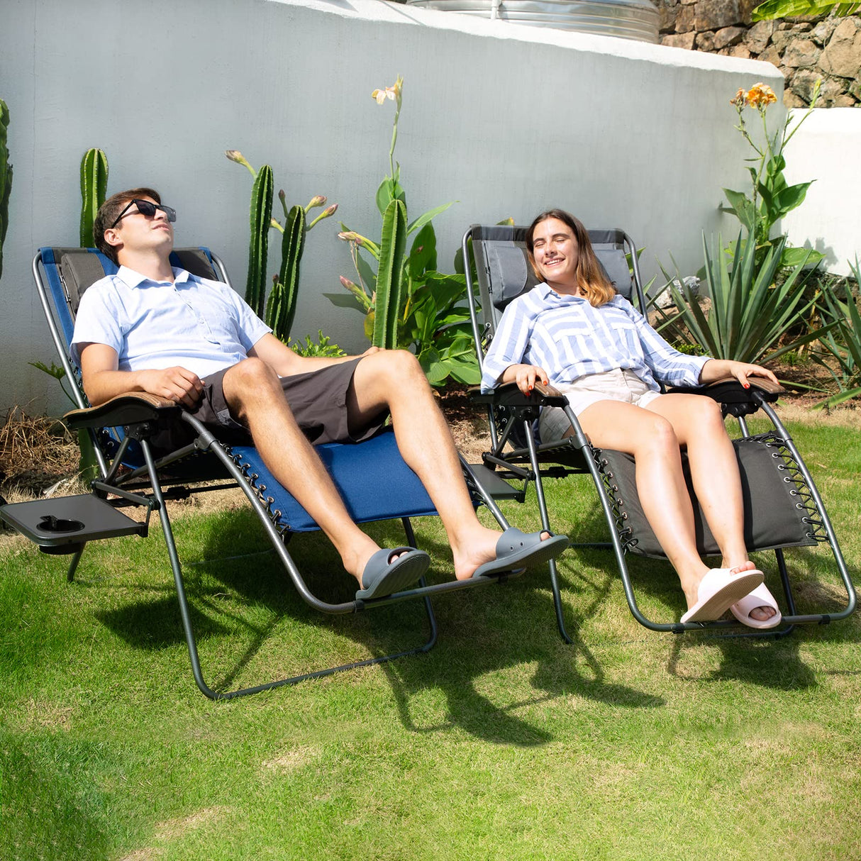 PORTAL Zero Gravity Oversized, Folding Reclining Patio, Full Padded Outdoor Foldable Lounge Chair with Adjustable Headrest, Support 350 LBS, Green PORTAL