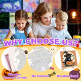 4 Pack Halloween Paint by Number for Kids with Wooden Frame, Paint by Numbers for Kids Black Cat Ages 4-8-12, Easy Pumpkin DIY Acrylic Oil Painting Kits for Home Wall Decor (8X8 inch) xackcme