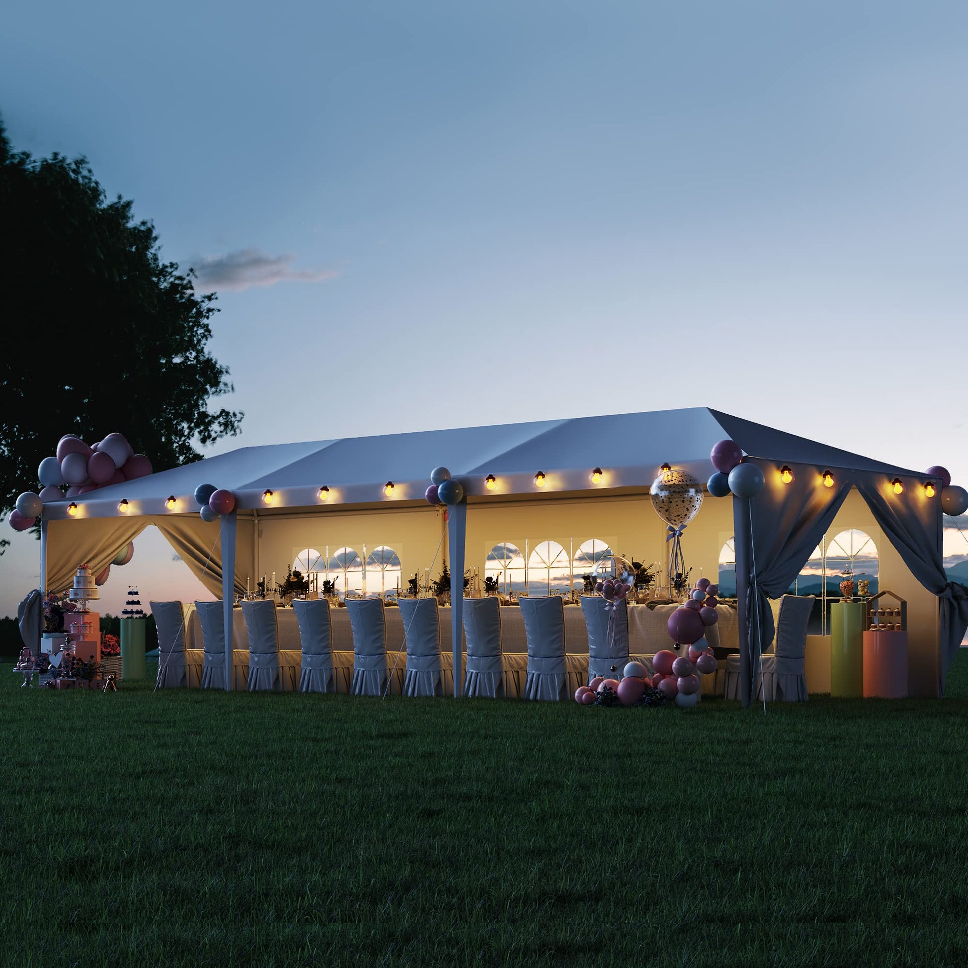 Flamaker Party Tent 10'x30' Outdoor Wedding Canopy Tents for Parties with Removable Sidewalls Heavy Duty Event Booths Waterproof Gazebo Shelter (White) - WoodArtSupply