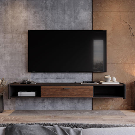 Furniloft 55'' Floating TV Stand,Wall Mounted TV Console,Floating TV Cabinet,Under TV Shelf for Bedroom Living Room(Walnut) Furniloft