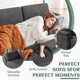 Vongrasig Convertible Sectional Couch, 3 Seat L Shaped Couch Sofa with Removable pillows Linen Fabric Small Couch Mid Century for Living Room, Apartment and Office BK Vongrasig