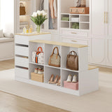 ZORPLIX Display Stand, Closet Island with Drawers, Wardrobe Armoire Island, Bedroom Island with Shoe Bench and Storage Compartment, Island Dresser for Closet, Clothing Store ZORPLIX